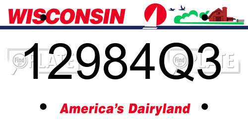12984Q3 Wisconsin License Plate