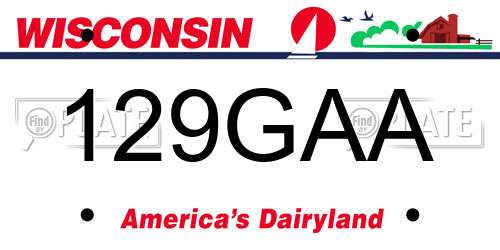 129GAA Wisconsin License Plate