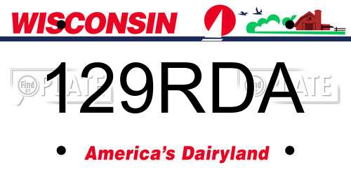 129RDA Wisconsin License Plate