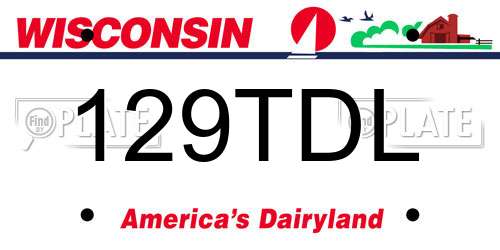 129TDL Wisconsin License Plate