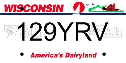 129YRV Wisconsin License Plate