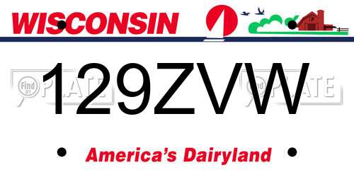 129ZVW Wisconsin License Plate