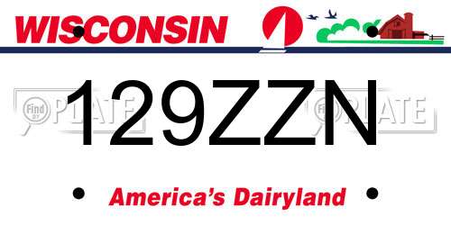 129ZZN Wisconsin License Plate