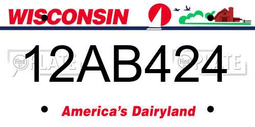 12AB424 Wisconsin License Plate