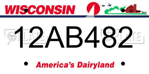 12AB482 Wisconsin License Plate