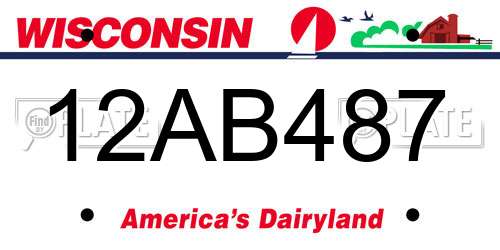 12AB487 Wisconsin License Plate