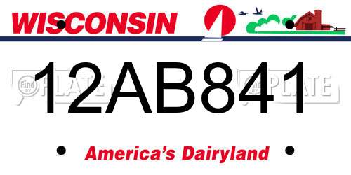 12AB841 Wisconsin License Plate