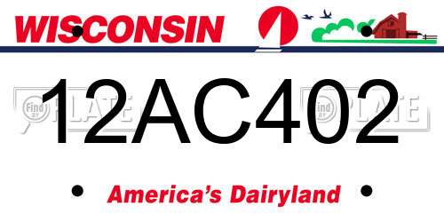 12AC402 Wisconsin License Plate