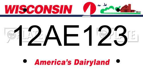 12AE123 Wisconsin License Plate