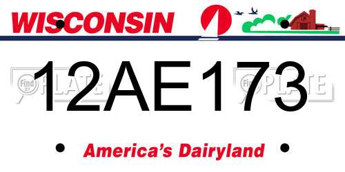 12AE173 Wisconsin License Plate