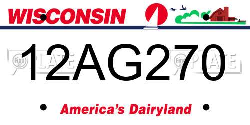 12AG270 Wisconsin License Plate