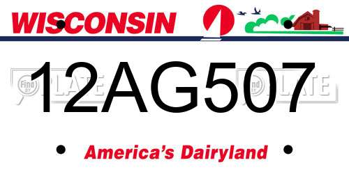 12AG507 Wisconsin License Plate