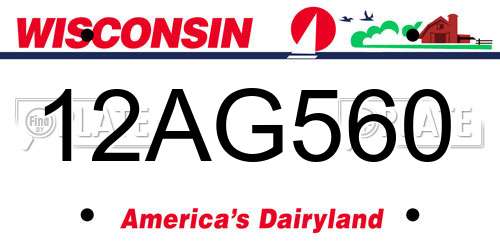 12AG560 Wisconsin License Plate