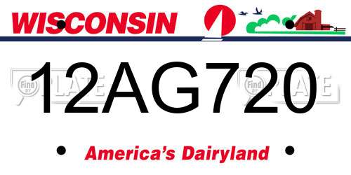 12AG720 Wisconsin License Plate
