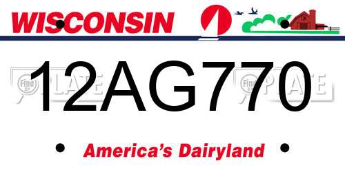 12AG770 Wisconsin License Plate