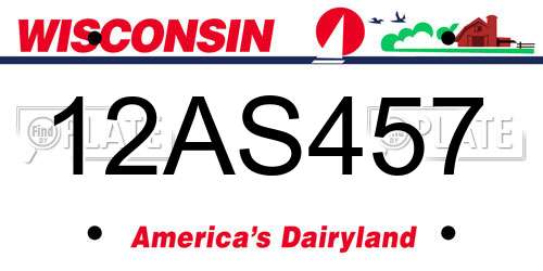 12AS457 Wisconsin License Plate