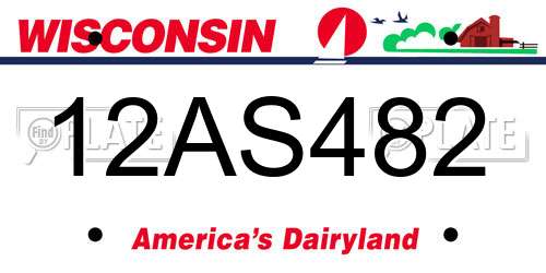 12AS482 Wisconsin License Plate