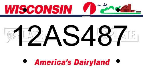 12AS487 Wisconsin License Plate