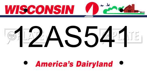 12AS541 Wisconsin License Plate