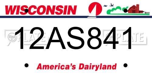 12AS841 Wisconsin License Plate