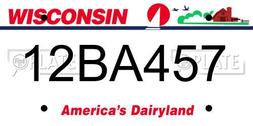 12BA457 Wisconsin License Plate