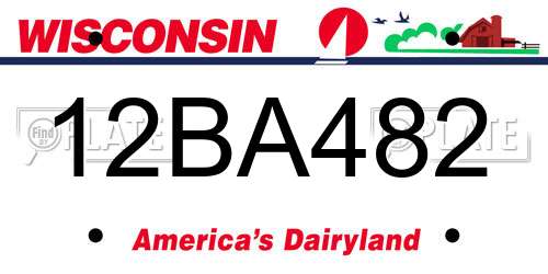 12BA482 Wisconsin License Plate