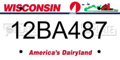 12BA487 Wisconsin License Plate