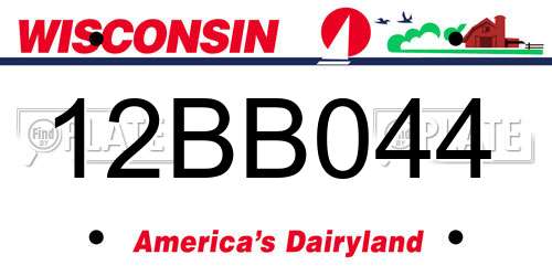 12BB044 Wisconsin License Plate