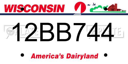 12BB744 Wisconsin License Plate
