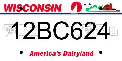 12BC624 Wisconsin License Plate