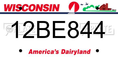 12BE844 Wisconsin License Plate