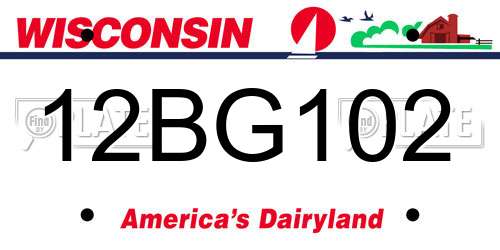 12BG102 Wisconsin License Plate