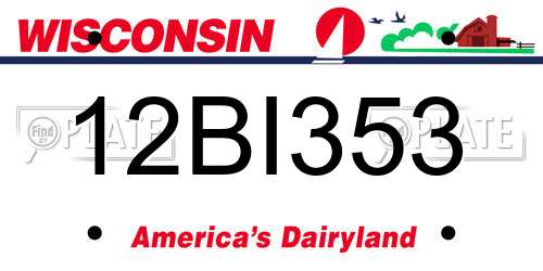 12BI353 Wisconsin License Plate