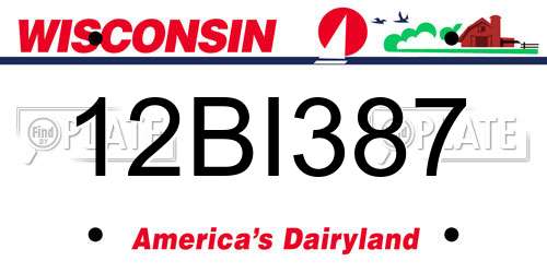 12BI387 Wisconsin License Plate