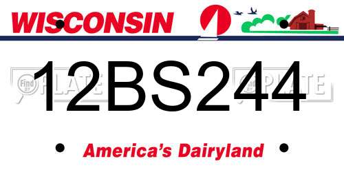 12BS244 Wisconsin License Plate