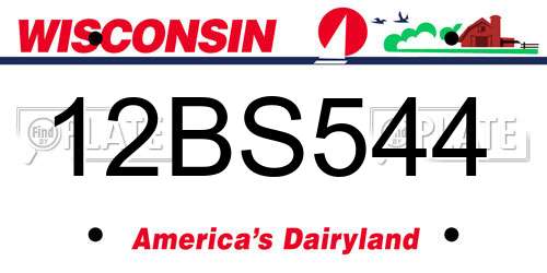 12BS544 Wisconsin License Plate