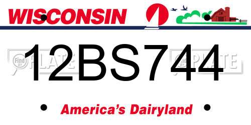 12BS744 Wisconsin License Plate