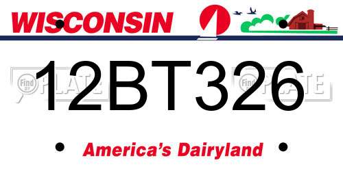 12BT326 Wisconsin License Plate
