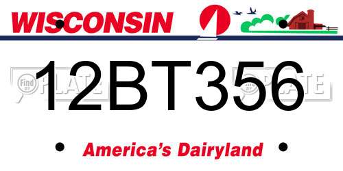 12BT356 Wisconsin License Plate