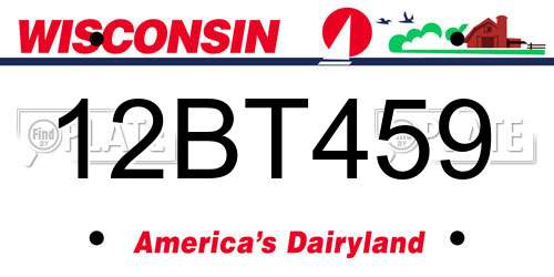 12BT459 Wisconsin License Plate