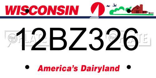 12BZ326 Wisconsin License Plate