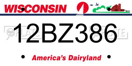 12BZ386 Wisconsin License Plate