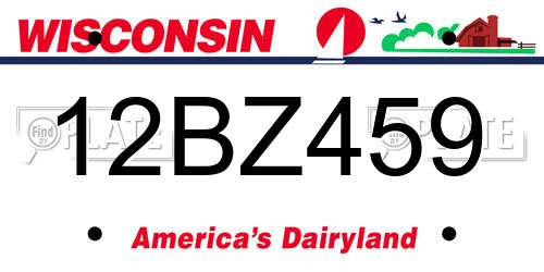 12BZ459 Wisconsin License Plate