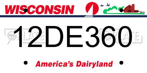 12DE360 Wisconsin License Plate