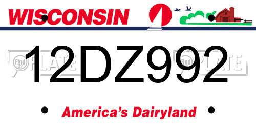 12DZ992 Wisconsin License Plate