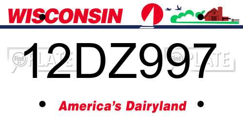 12DZ997 Wisconsin License Plate