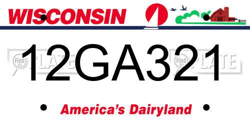 12GA321 Wisconsin License Plate