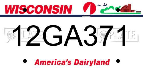 12GA371 Wisconsin License Plate