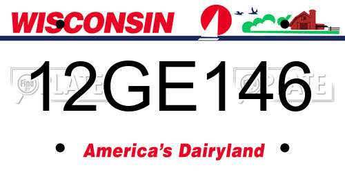 12GE146 Wisconsin License Plate