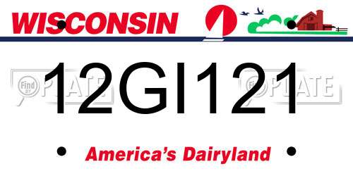 12GI121 Wisconsin License Plate